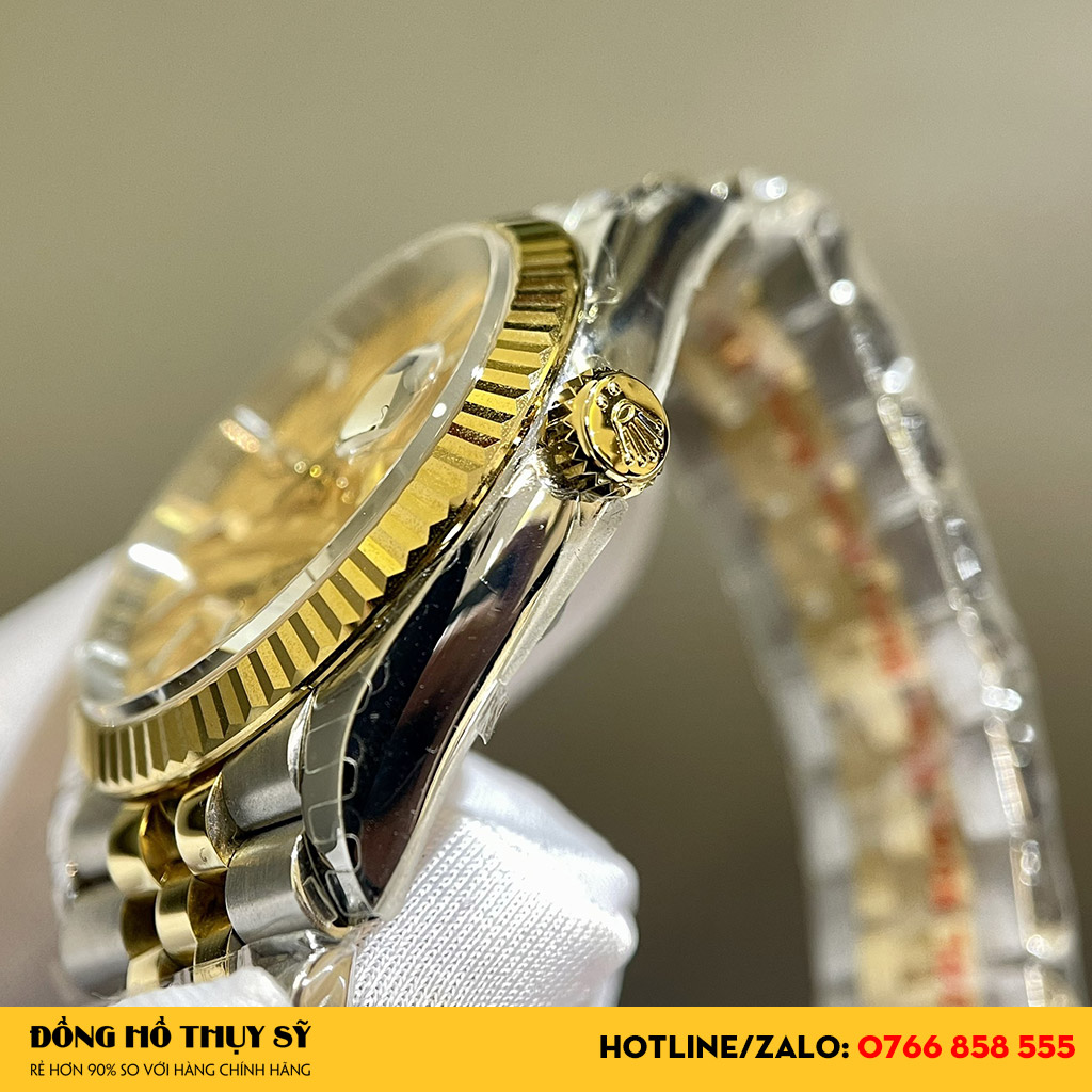 Đồng Hồ Rolex Rep 1:1 Datejust 36 126203 Mặt Số Cây Lá Nhiệt Đới Vàng Champagne