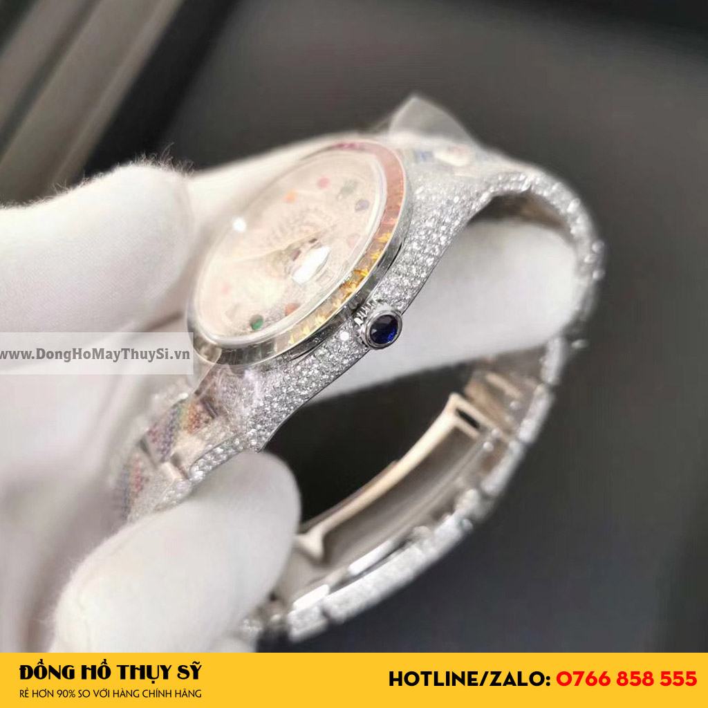 Rolex Datejust chế tác vàng khối 18k kim cương thiên nhiên