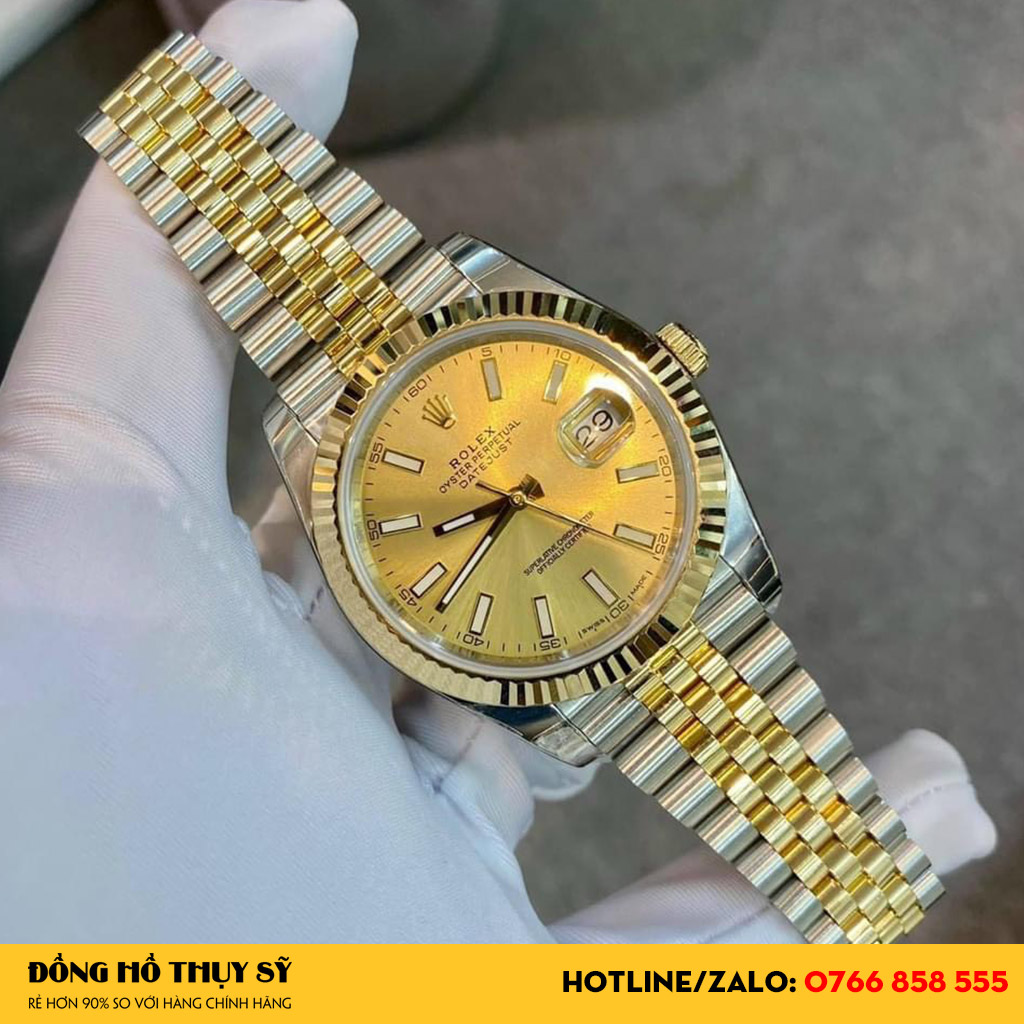 Đồng Hồ Rolex Fake 1:1 Datejust 41 126333 Mặt Số Champagne Bọc Vàng