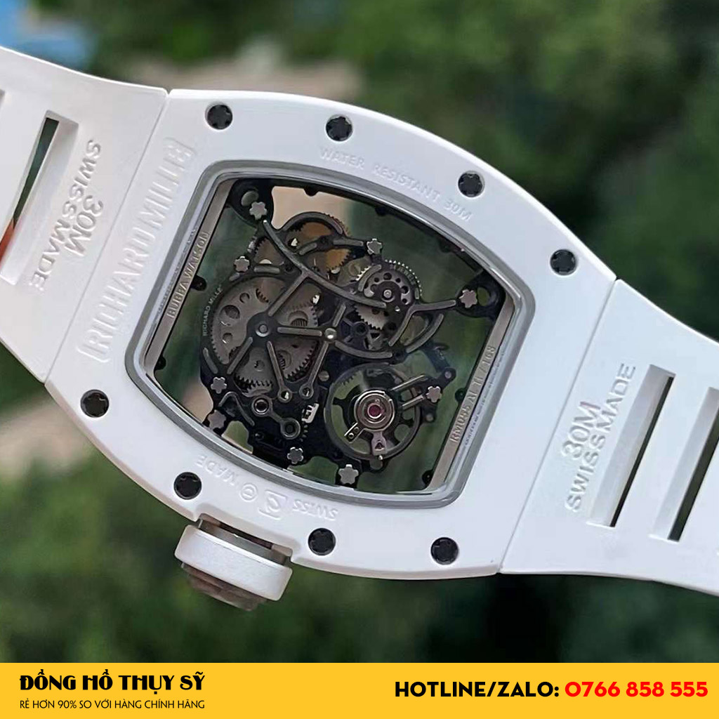 Đồng Hồ Richard Mille Replica RM055 Carbon All White 44mm