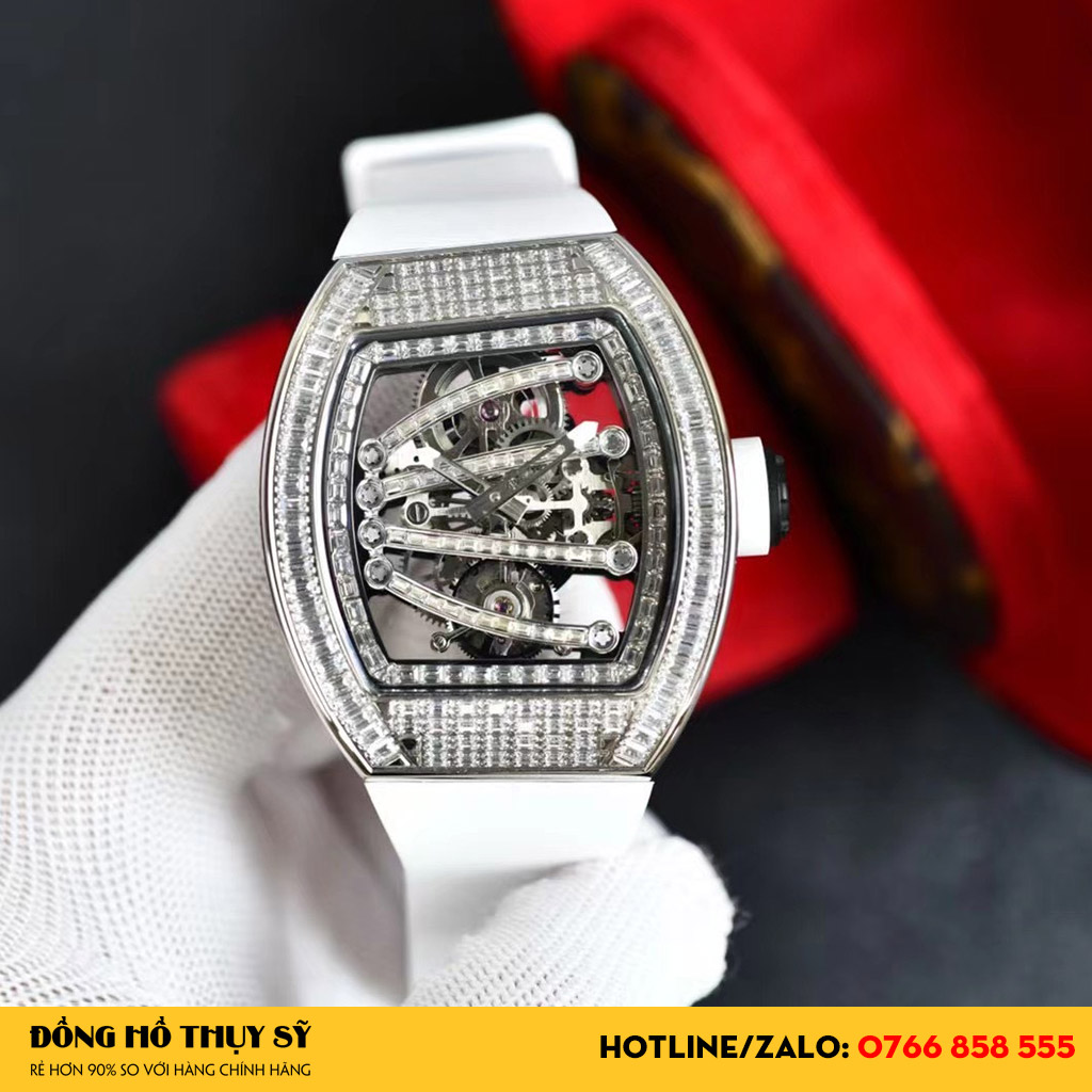 Đồng Hồ RICHARD MILLER Fake 1:1 RM 59-01 FULL DIAMOND BAGUETTE TOURBILLION LIMITED