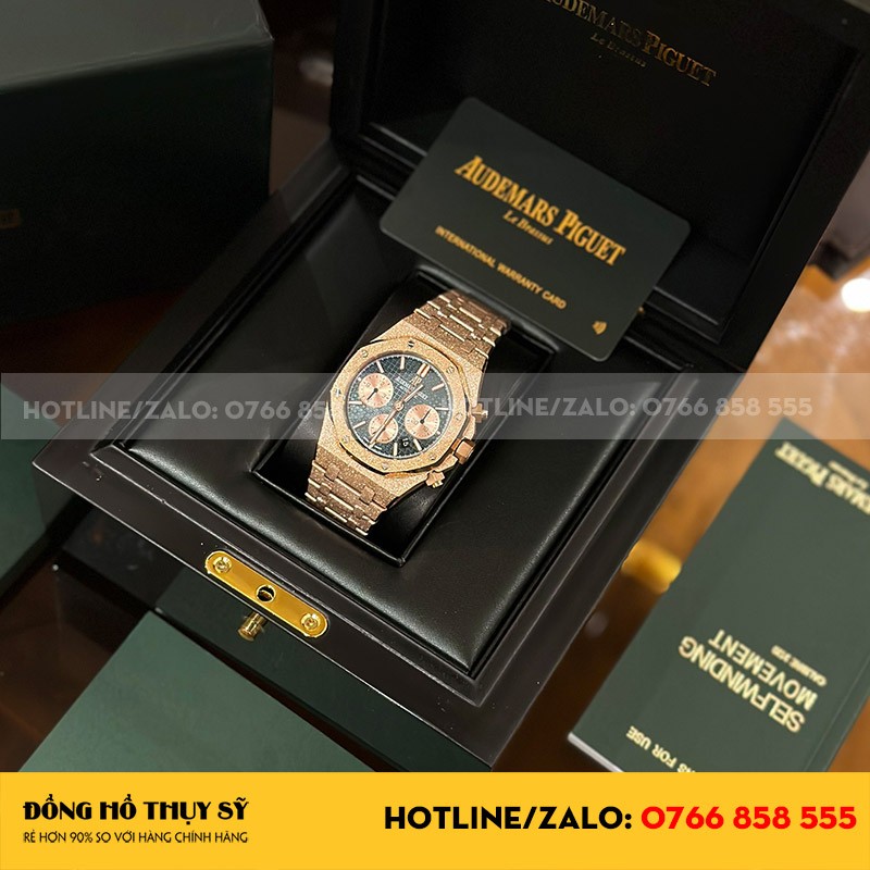Đồng hồ audemars piguet 26331 frosted gold blue dial rose gold replica