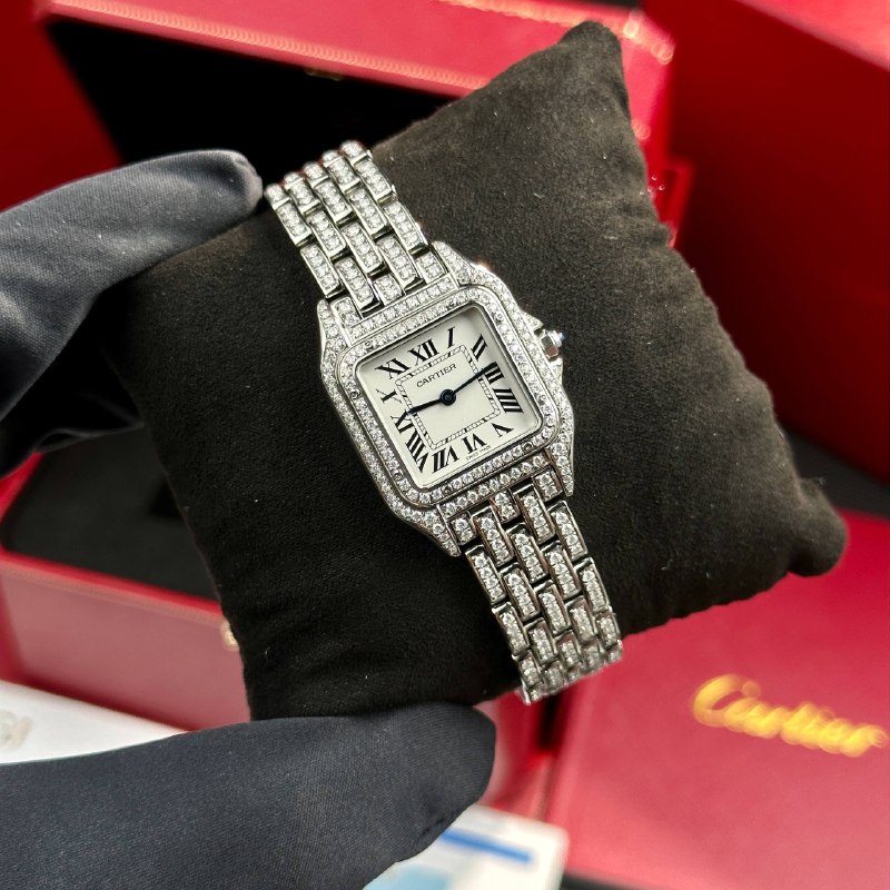 Đồng Hồ Cartier Panthere bản độ full Moissanite Hongkong  • size 23mm & size 27mm