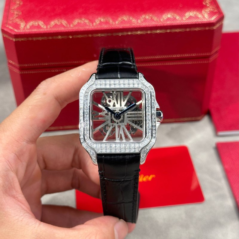 Đồng Hồ Cartier Santos Skeleton Moissanite -  size 39.8mm