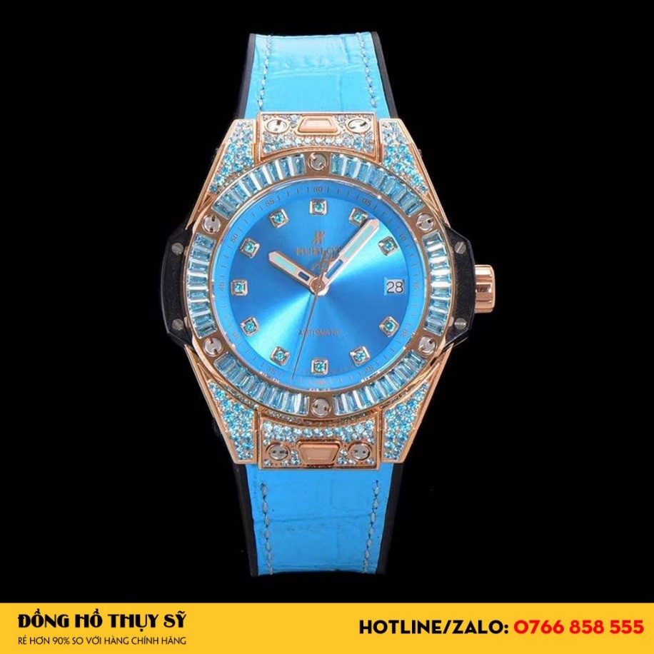 Đồng Hồ Hublot Super Fake với gam màu xanh thời thượng, bắt mắt