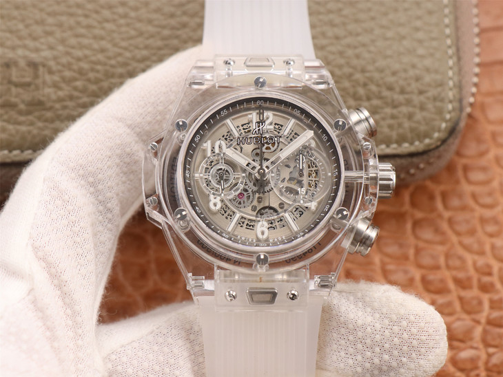 Đồng hồ Hublot Unico Magic Sapphire trong suốt của OX Factory Replica với bộ chuyển động Asia HUB1242