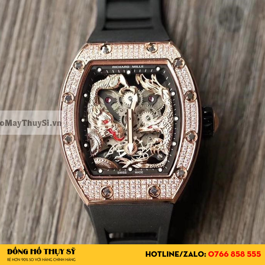 Đồng hồ Richard Mille Super Fake 1:1 Diamonds Long Phụng