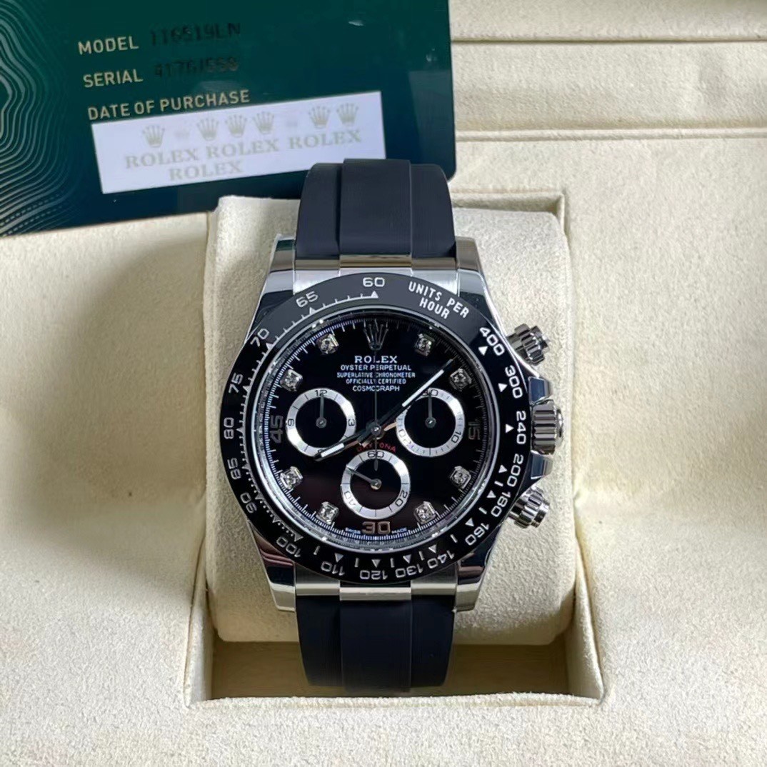 Mặt số Đồng Hồ Rolex Cosmograph Daytona 116519LN Mặt Số Đen Replica đẹp