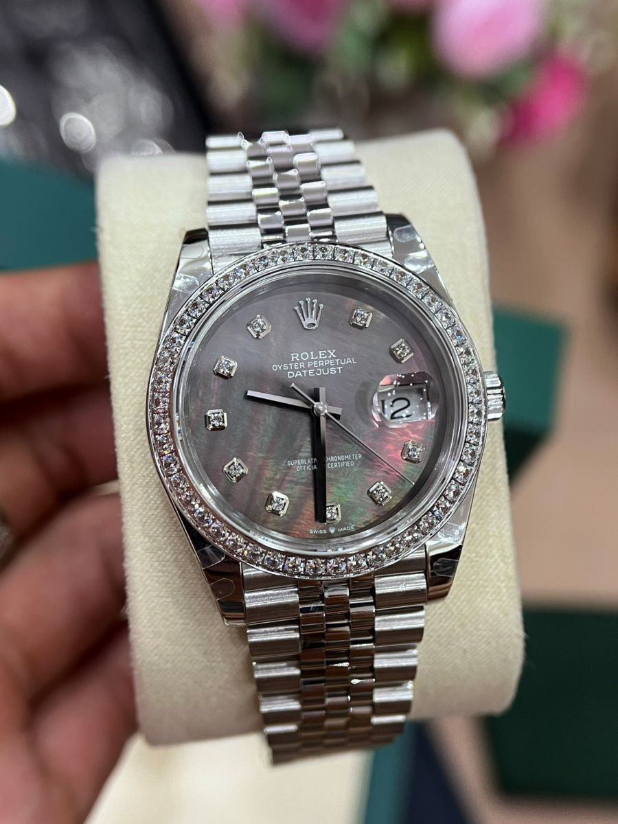 Đồng Hồ Rolex Datejust 116234 Viền Kim Cương Moissanite Fake đẹp