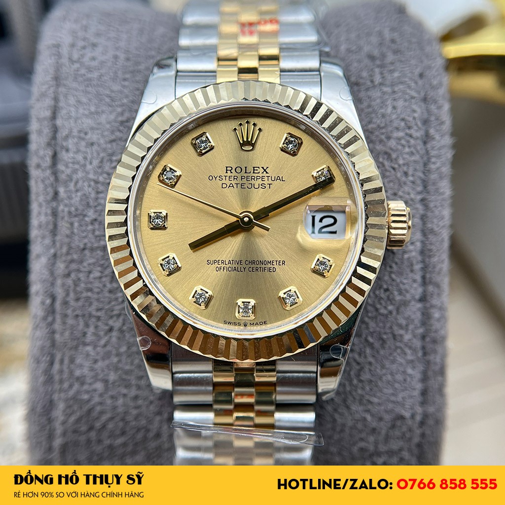 Chiêm ngưỡng Đồng Hồ Rolex Datejust 279173 Mặt số Vàng Champage 31mm Like Auth