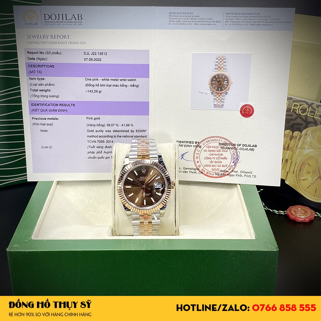 Mẫu Đồng Hồ Rolex Datejust Siêu Cấp 1:1 41 126331 Mặt Số Chocolate Cọc Số Dạ Quang đẹp