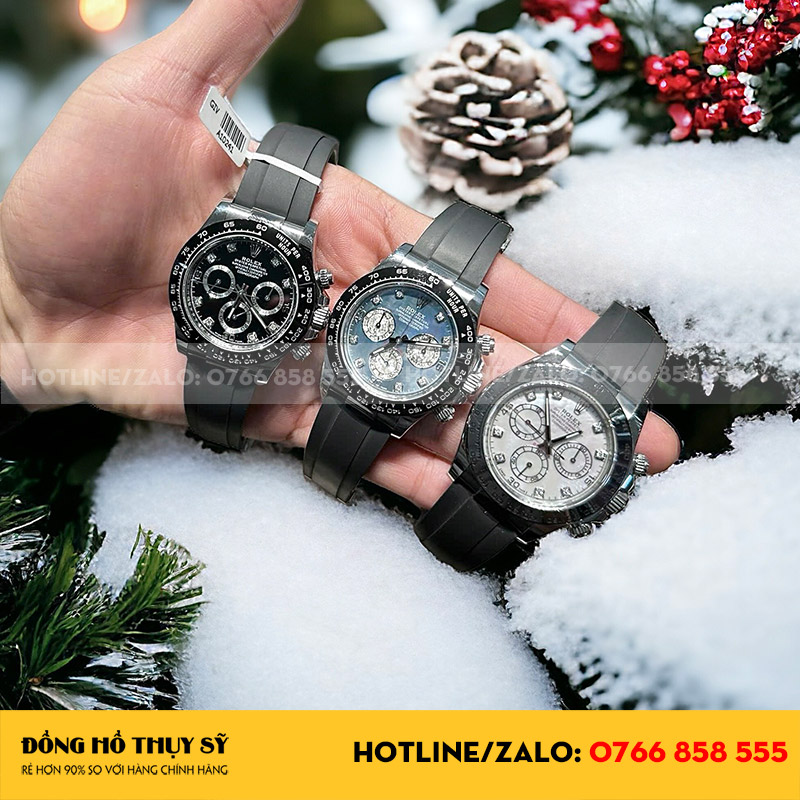 Đồng hồ rolex daytona tinh chỉnh mặt MOP thép 904l cọc số kim cương moissanite 