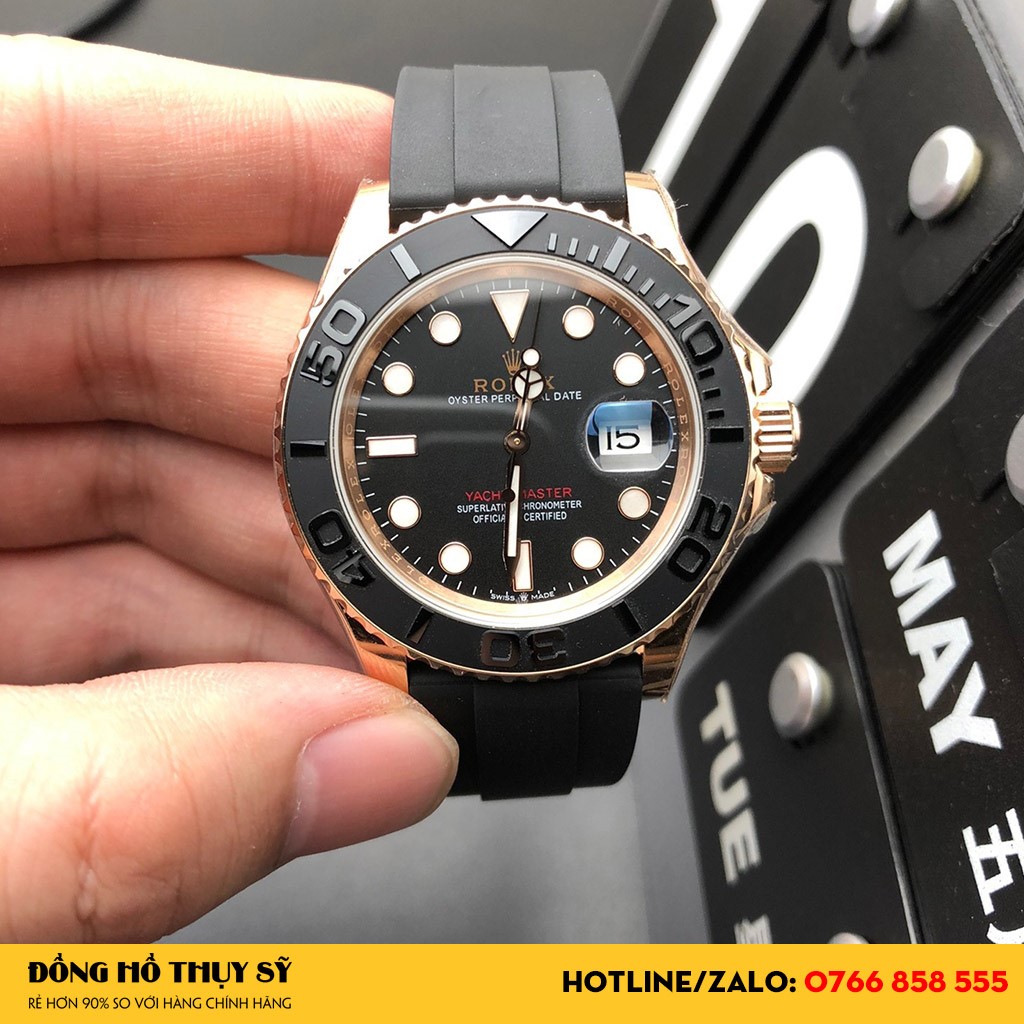 Chất liệu đồng Hồ Rolex Yacht-Master 40 126655 Mặt Số Đen Fake cao cấp