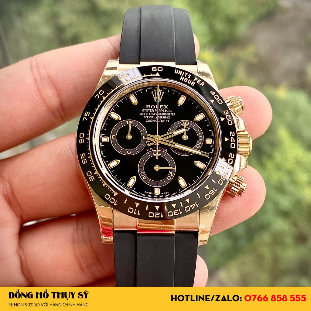 Vẻ đẹp ấn tượng của Đồng Hồ Rolex Like Auth Cosmograph Daytona 116518 Mặt Số Đen