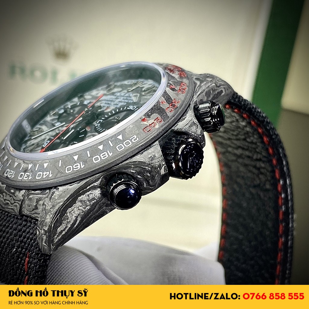 Mặt số Đồng Hồ Rolex Rep1:1 Daytona Forged Carbon 40mm ấn tượng