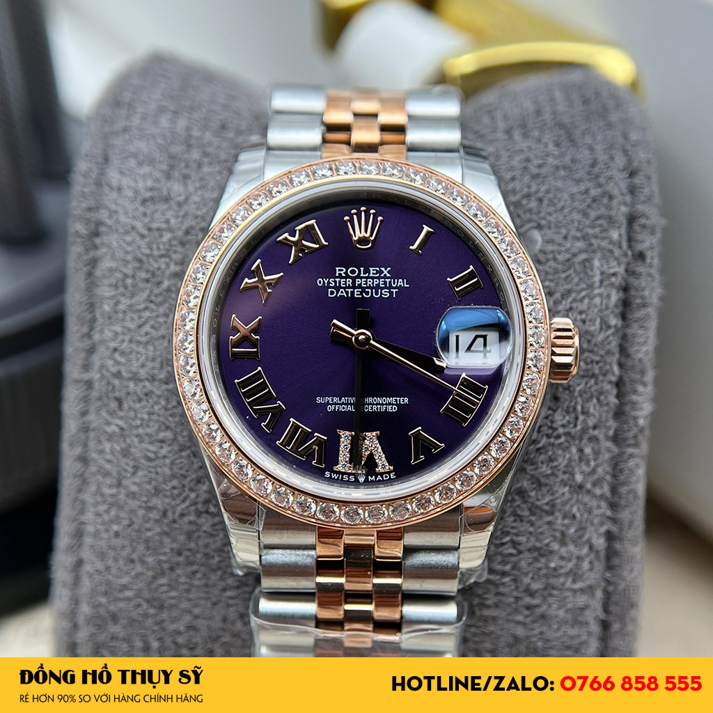 Chất liệu Đồng Hồ Rolex Replica Datejust Mặt Xanh Blue Demi Vàng 18k cao cấp