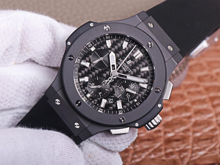 Review mẫu đồng hồ Hublot Big Bang 44mm Ceramic Black Replica phiên bản cổ điển của Nhà máy với mặt số carbon