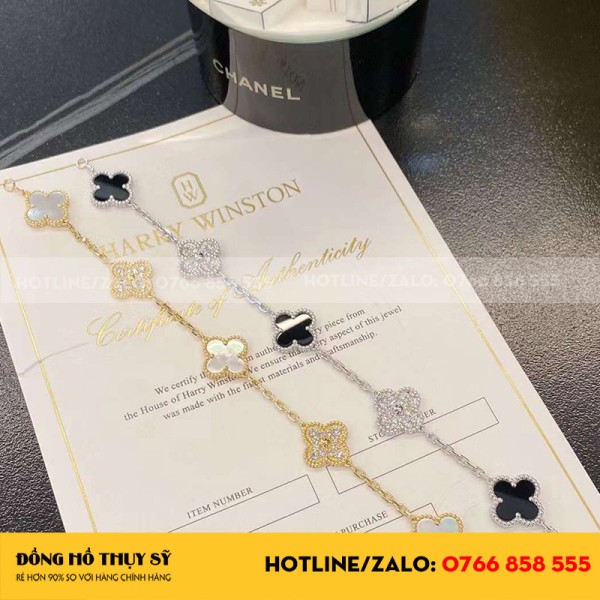 Vòng tay van cleef vàng 18k 