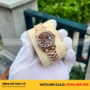 Đồng hồ nữ rolex datejust vàng hồng mặt chocolate