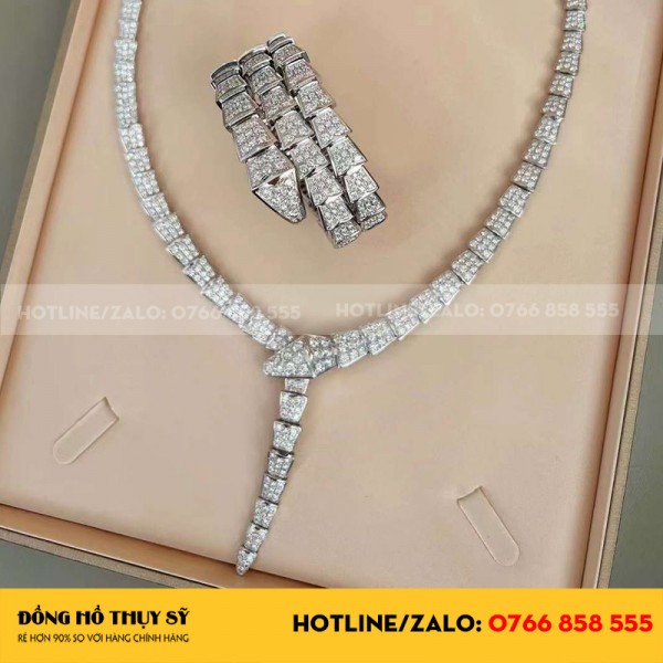 Serpenti viper bracelet and necklaces white gold full diamond 